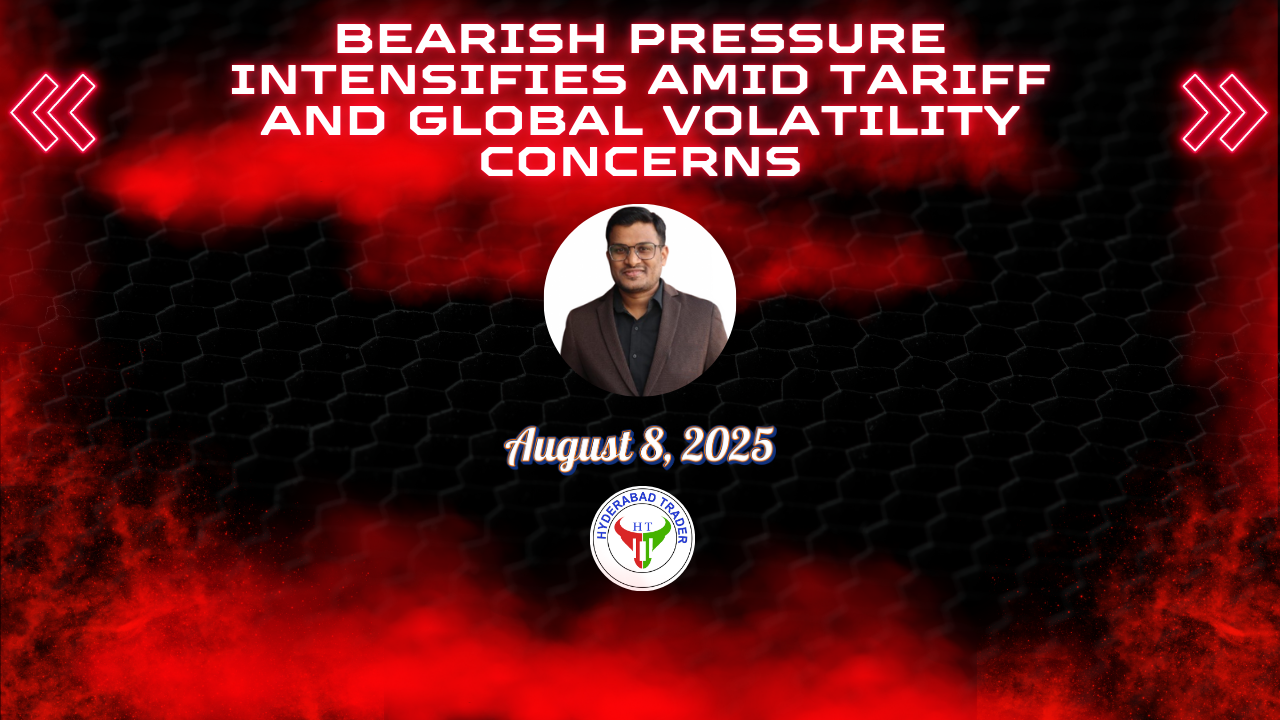 Nifty August 8 2025, Nifty market analysis, Indian stock market decline, market volatility India, India VIX spike, Trump 50% tariff impact, Indian export sectors tariff effect, pharma sector stock performance, Nifty call put open interest, bearish market India, stock market trading strategies August 2025