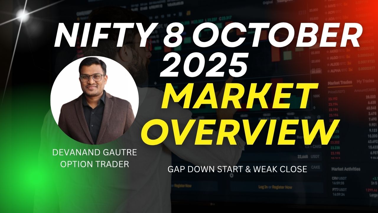 Nifty analysis, 8 October 2025, Nifty OI, sectoral performance, options trading, market summary, technical levels, VIX value, global cues, profit booking, positional trade, POC, resistance level, support level, IT stocks, auto stocks, order flow, open interest, put-call ratio.